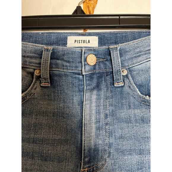 Pistola Lennon Jean Sunny Wash High Rise Raw Hem Denim Originally $158 Size 27 - Picture 4 of 8